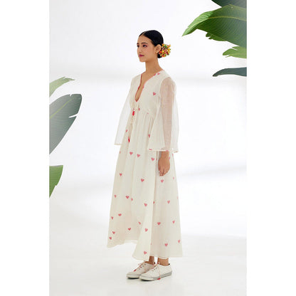 Nikasha Cream Dress with Hand Stitched Hearts