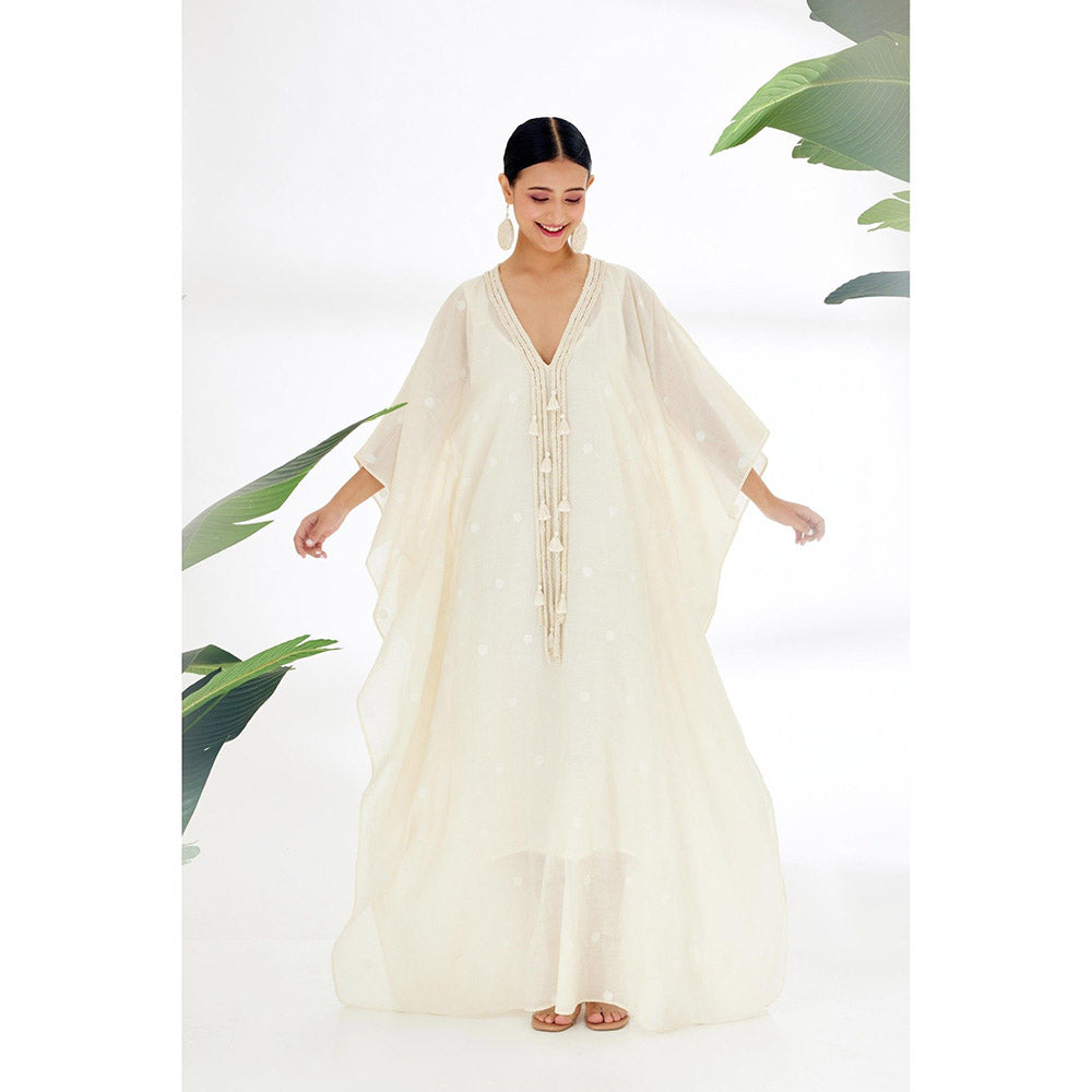 Nikasha Cream Polka Dots Maxi Dress