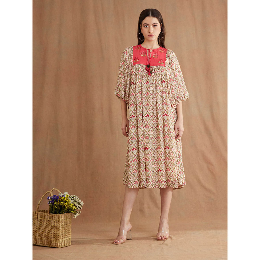 Nikasha Beige Bespoke Hand Embroidered Dress