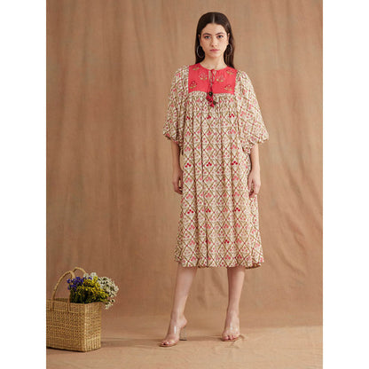 Nikasha Beige Bespoke Hand Embroidered Dress