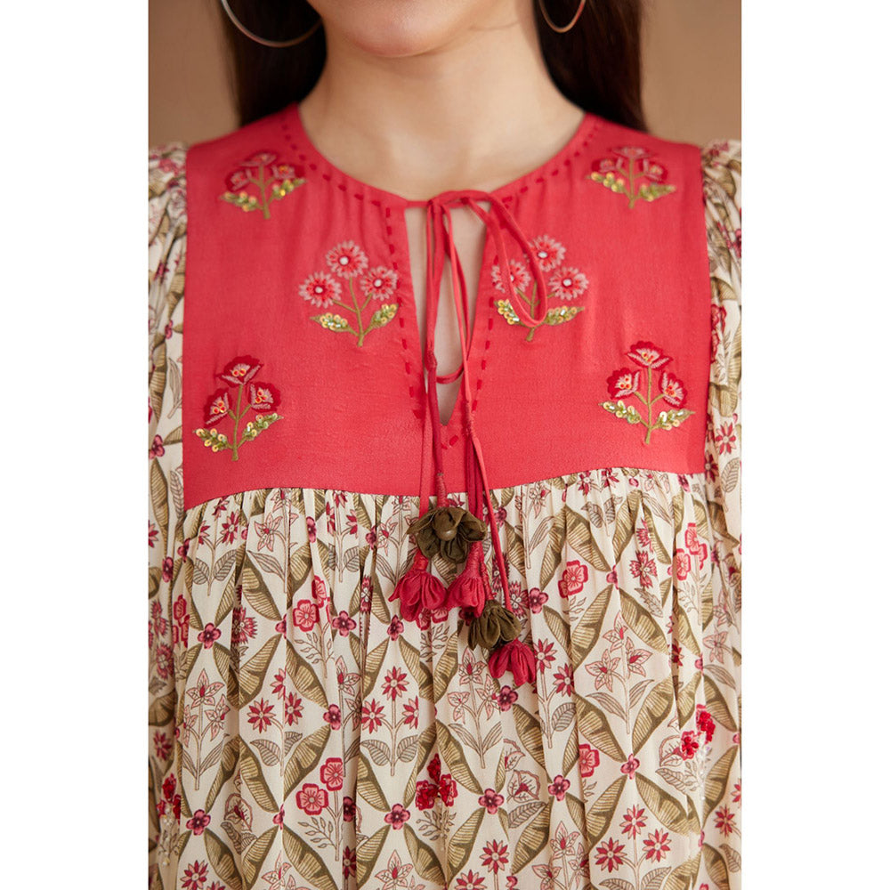 Nikasha Beige Bespoke Hand Embroidered Dress