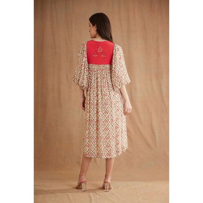 Nikasha Beige Bespoke Hand Embroidered Dress