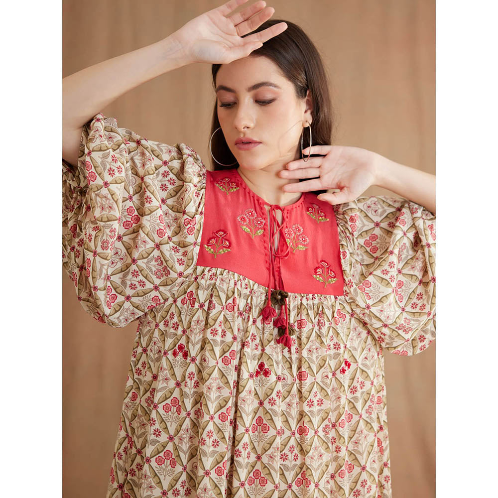 Nikasha Beige Bespoke Hand Embroidered Dress
