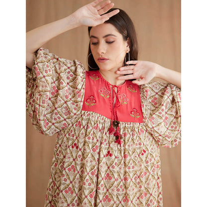 Nikasha Beige Bespoke Hand Embroidered Dress