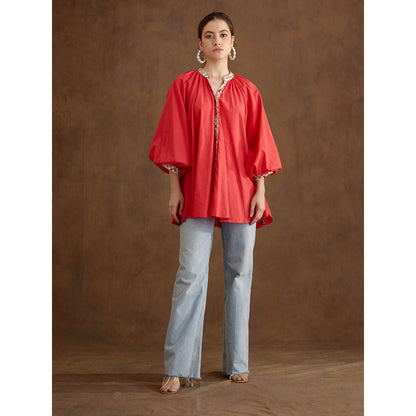 Nikasha Red Poplin Tunic Dress