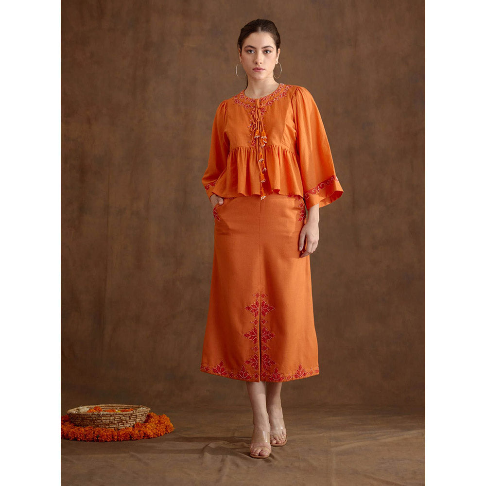 Nikasha Saffron Applique Embroidered Skirt (Set of 2)