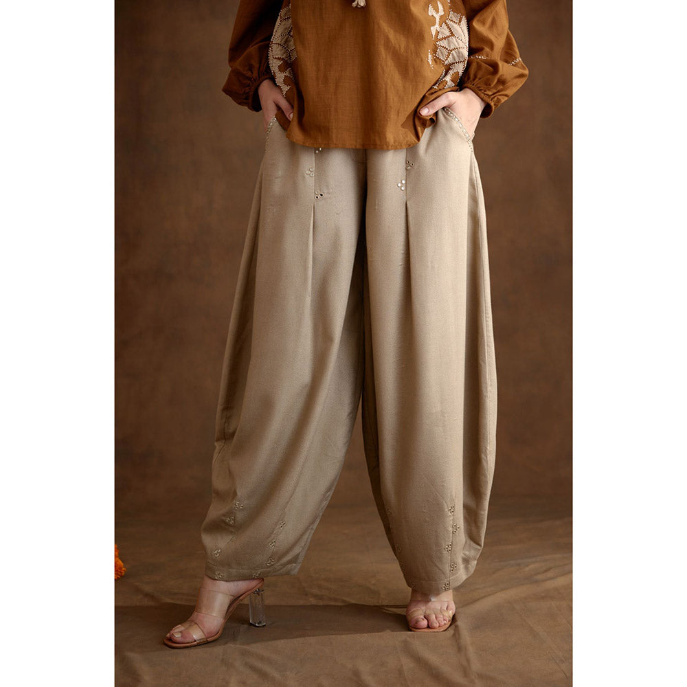 Nikasha Tobacco Multi Color Applique Embroidered Co-Ord (Set of 2)