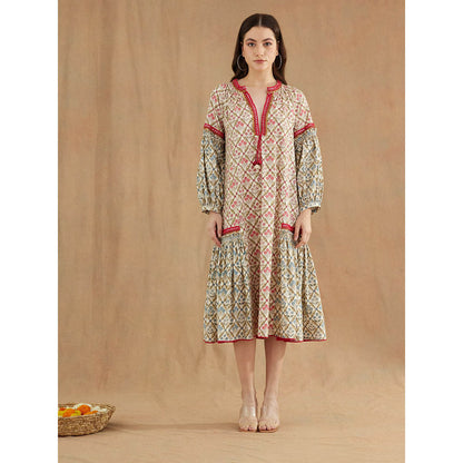 Nikasha Bespoke Hand Mirror Work Cotton Poplin Dress