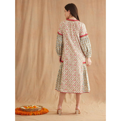 Nikasha Bespoke Hand Mirror Work Cotton Poplin Dress