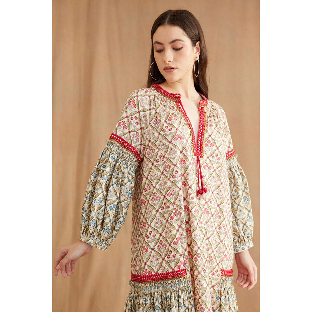 Nikasha Bespoke Hand Mirror Work Cotton Poplin Dress