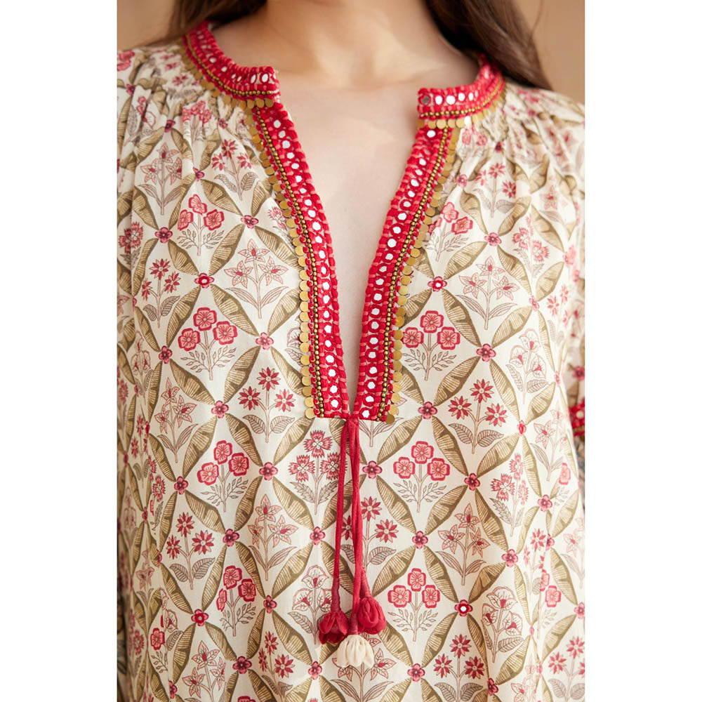 Nikasha Bespoke Hand Mirror Work Cotton Poplin Dress