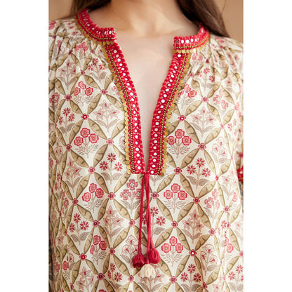 Nikasha Bespoke Hand Mirror Work Cotton Poplin Dress