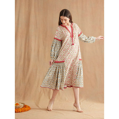 Nikasha Bespoke Hand Mirror Work Cotton Poplin Dress