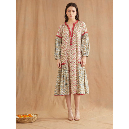 Nikasha Bespoke Hand Mirror Work Cotton Poplin Dress