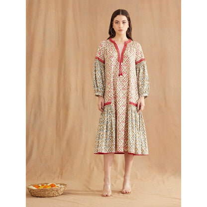 Nikasha Bespoke Hand Mirror Work Cotton Poplin Dress