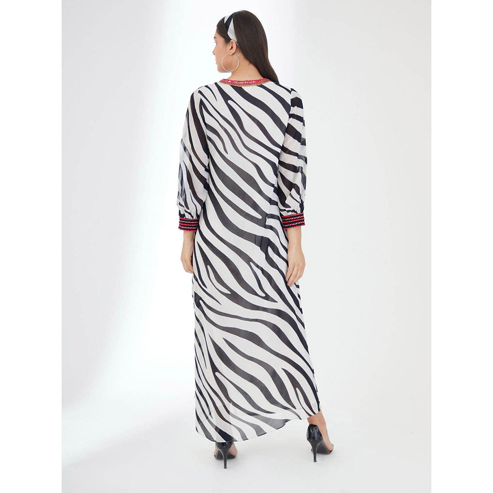 Nikasha Black and White Animal Print Maxi Dress