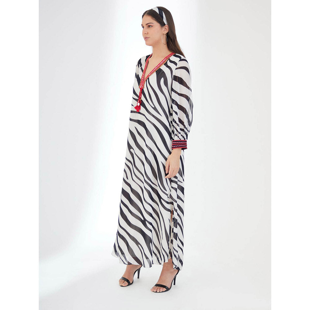 Nikasha Black and White Animal Print Maxi Dress
