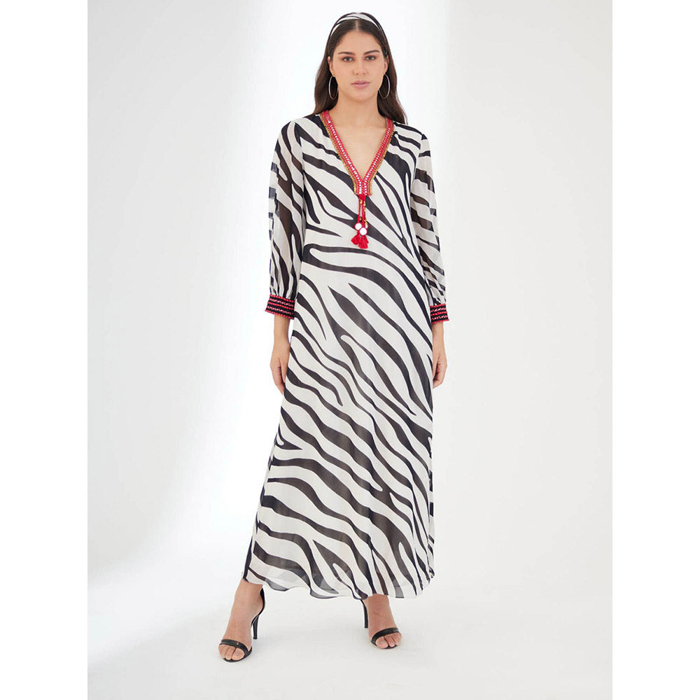 Nikasha Black and White Animal Print Maxi Dress