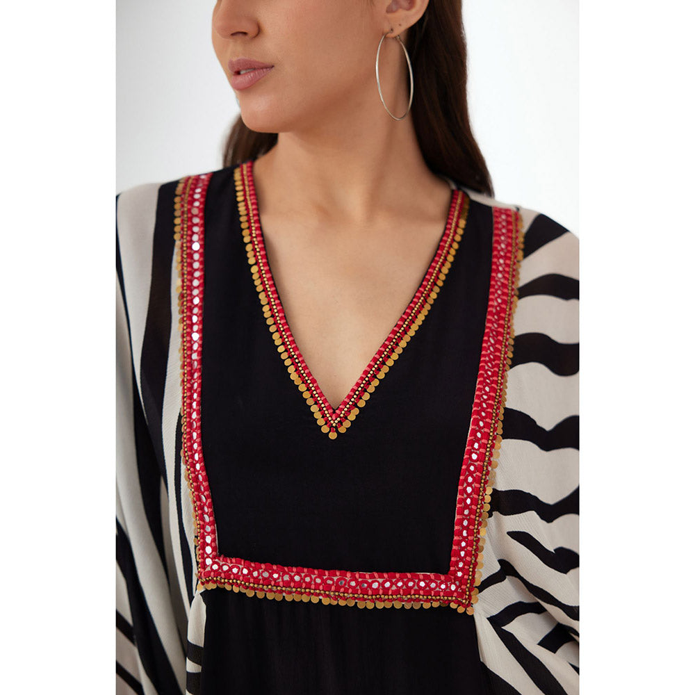 Nikasha Black and White V-Neck Animal Print Dress
