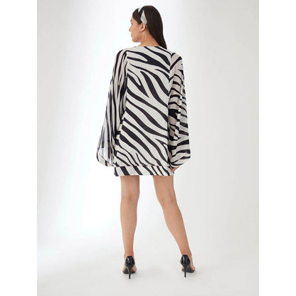 Nikasha Black and White V-Neck Animal Print Dress
