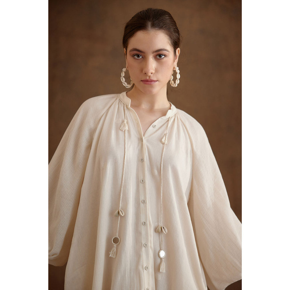 Nikasha Cream Hand Braided Tassels Tier Dress