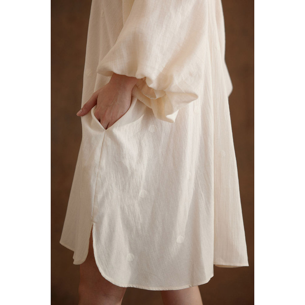 Nikasha Cream Hand Braided Tassels Tier Dress