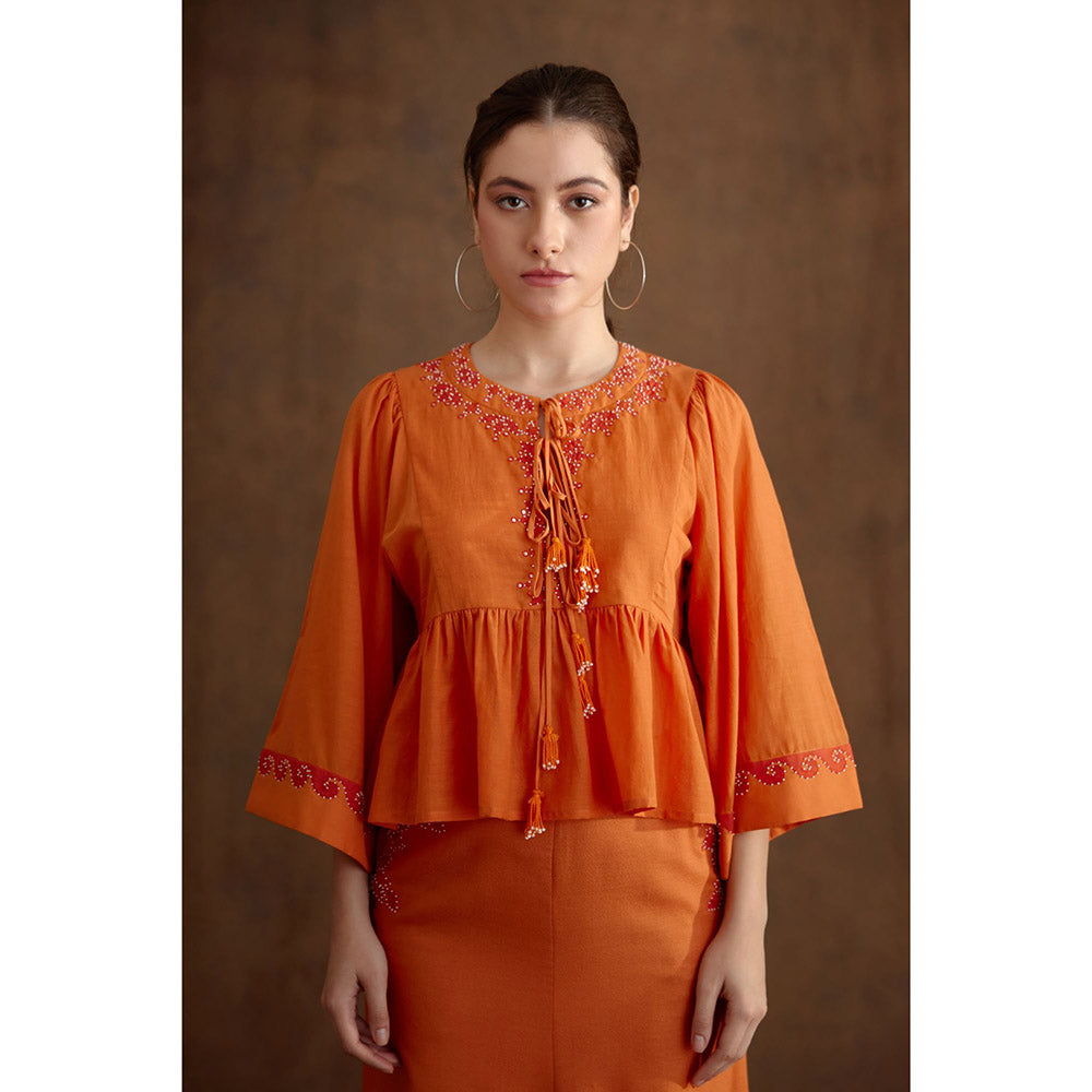 Nikasha Saffron Applique Embroidered Top