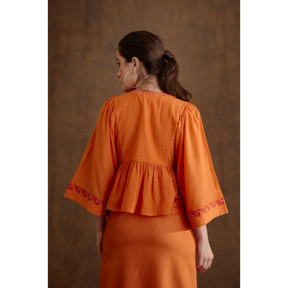 Nikasha Saffron Applique Embroidered Top