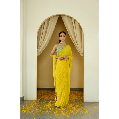 Nikasha Pitambari Pure Silk Chiffon Saree with Stitched Blouse