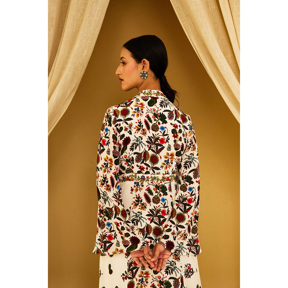 Nikasha Ivory Kohinoor Jaal Print Kalidar (Set of 3)
