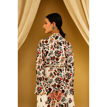 Nikasha Ivory Kohinoor Jaal Print Kalidar (Set of 3)