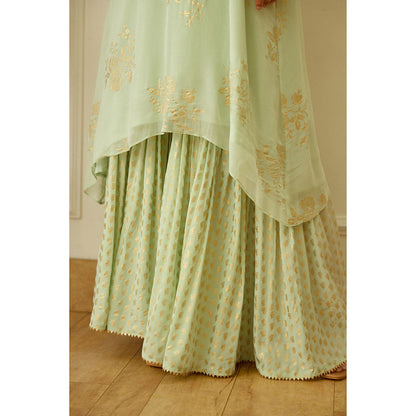Nikasha Mint Foil Embroidered Sharara (Set of 3)