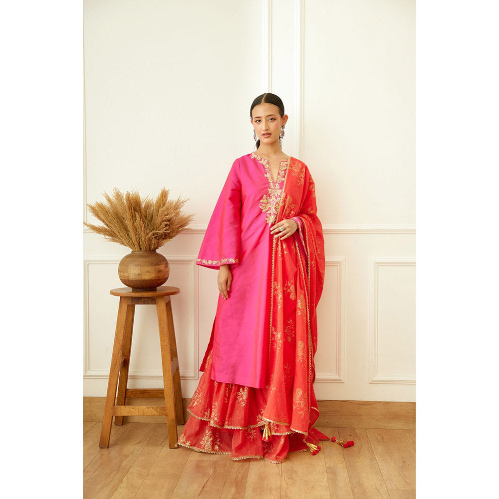 Nikasha Rani Pink Embroidered Sharara (Set of 3)