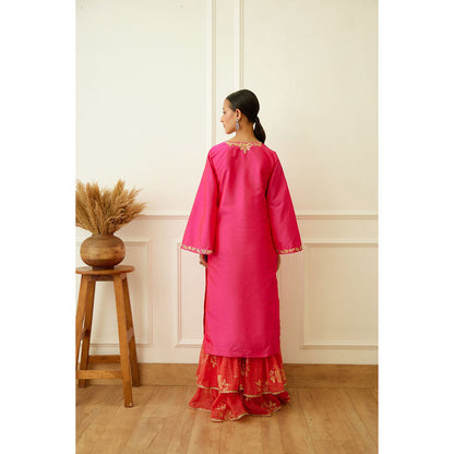 Nikasha Rani Pink Embroidered Sharara (Set of 3)
