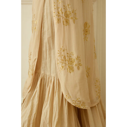 Nikasha Ghee Foil Embroidered Sharara (Set of 3)