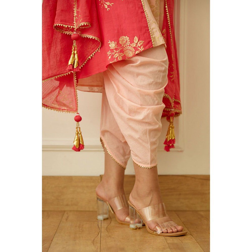 Nikasha Peach Foil Dhoti (Set of 3)