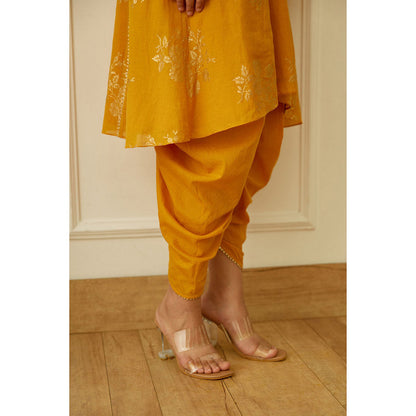 Nikasha Ochre Foil Dhoti (Set of 3)