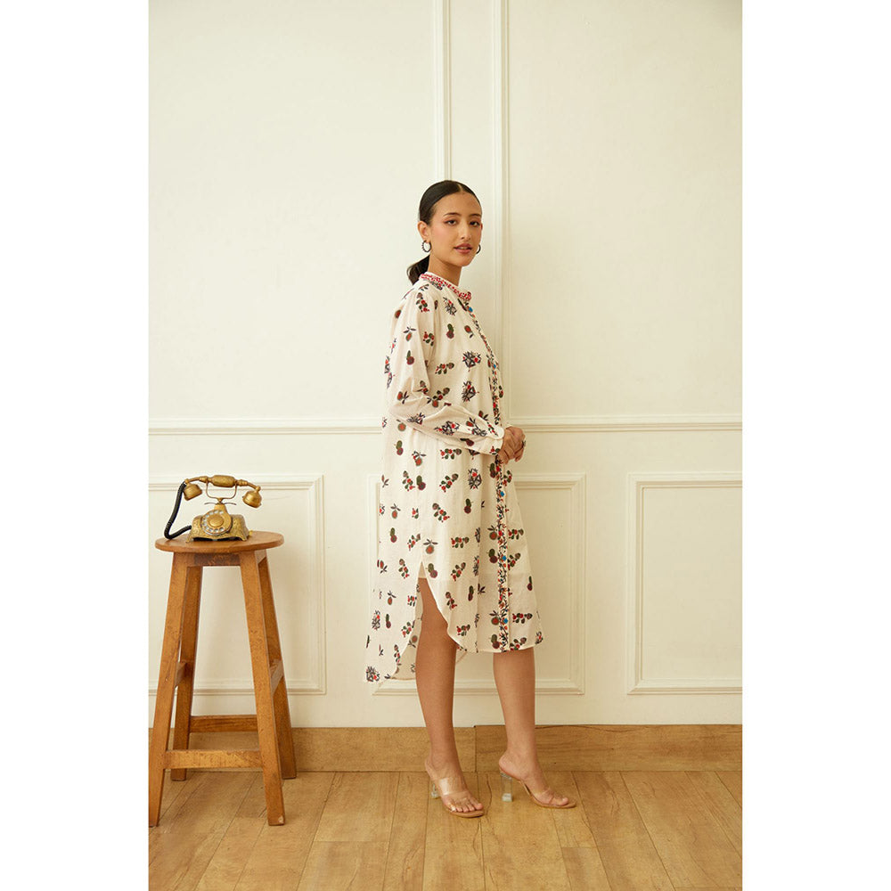 Nikasha Ivory Kohinoor Buta Print Shirt Dress