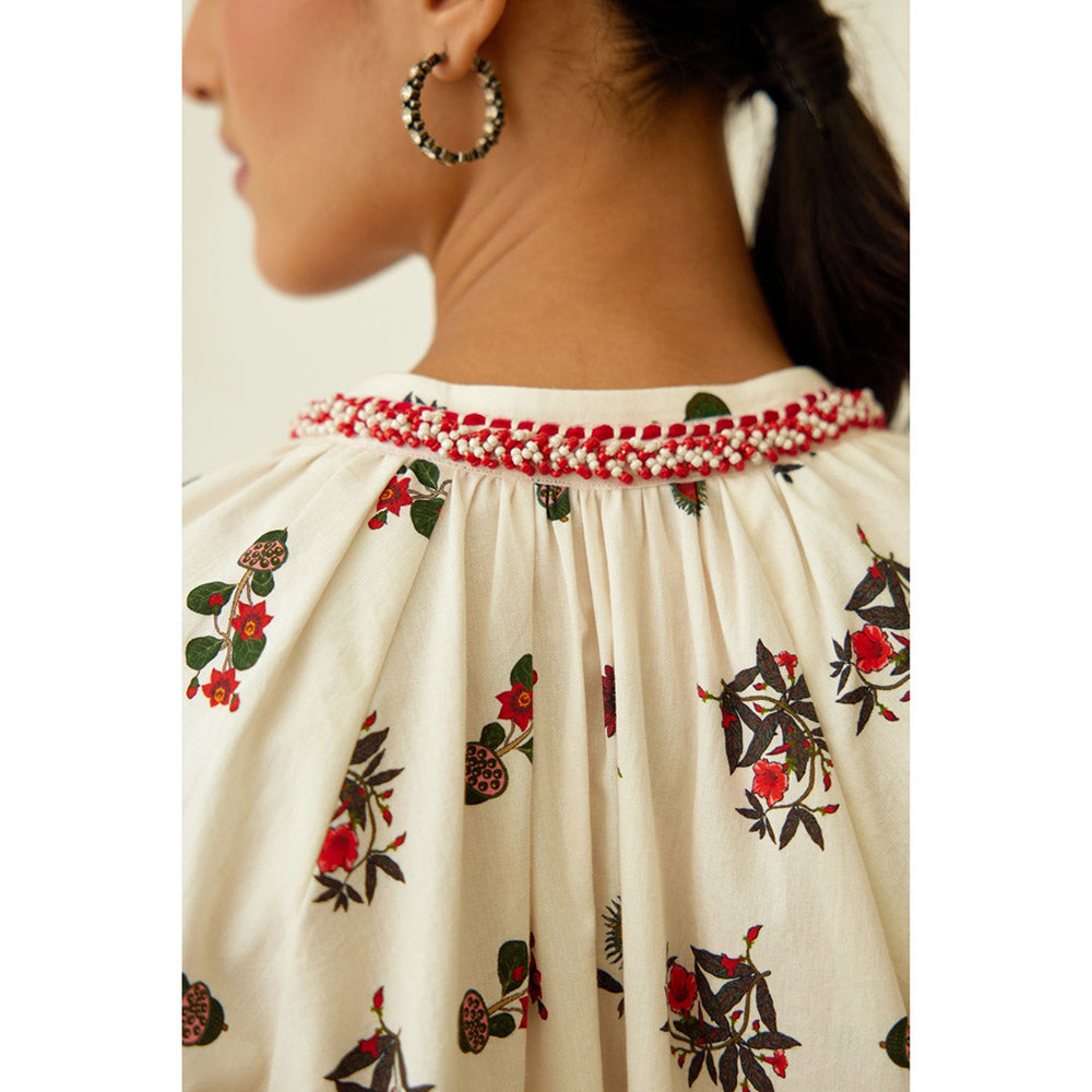 Nikasha Ivory Kohinoor Buta Print Poplin Shirt Dress