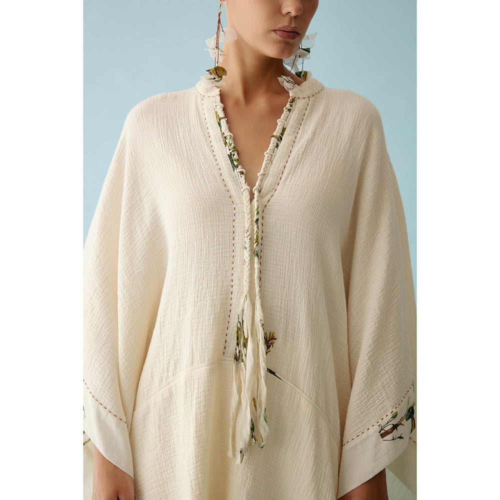 Nikasha Cream Hand-Braided Tassel Kaftan