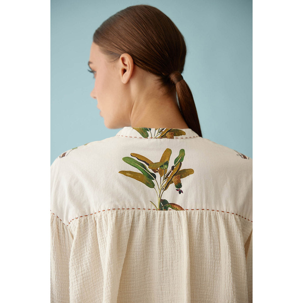 Nikasha Cream Banana Tree Print Co-Ord (Set of 2)