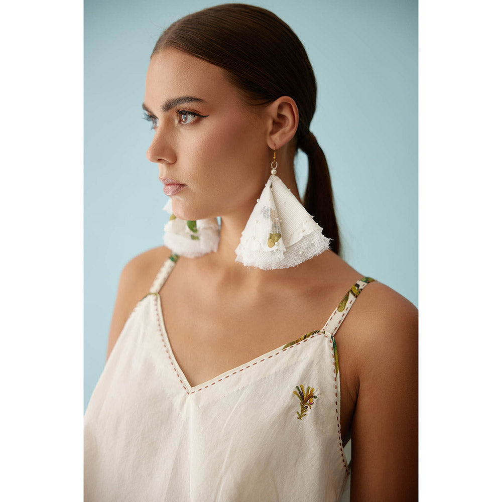 Nikasha Cream Banana Tree Applique Cami Crop Top