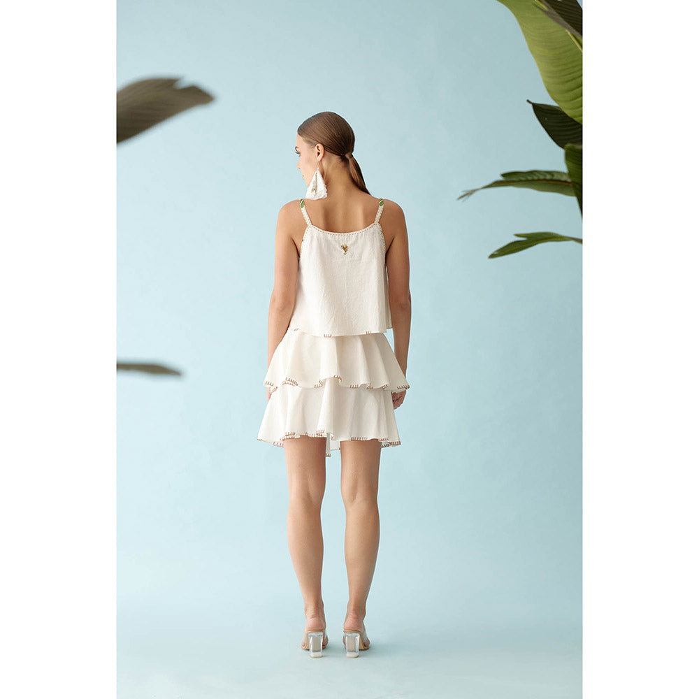 Nikasha Cream Banana Tree Applique Cami Crop Top