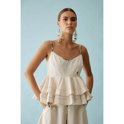 Nikasha Cream Banana Tree Applique Co-Ord (Set of 2)