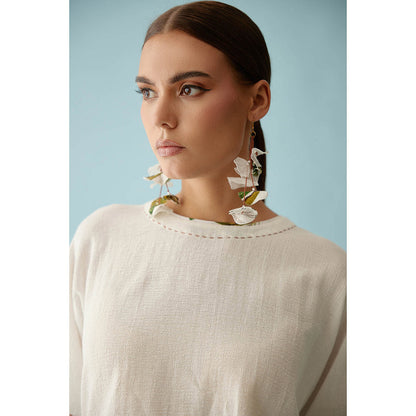 Nikasha Off-White Hi-Low Crop Top