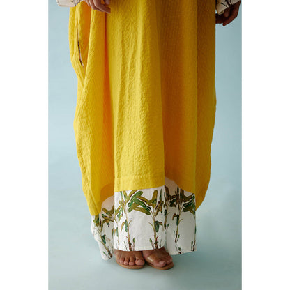 Nikasha Yellow Hand-Braided Tassels Kaftan Dress