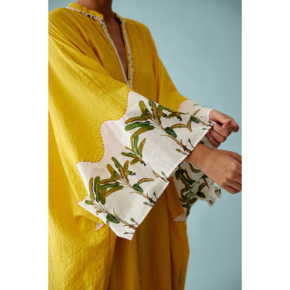 Nikasha Yellow Hand-Braided Tassels Kaftan Dress