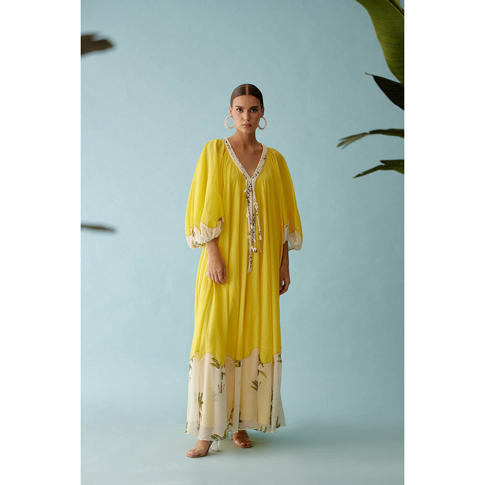 Nikasha Yellow Hand Braided Tassels Maxi Dress