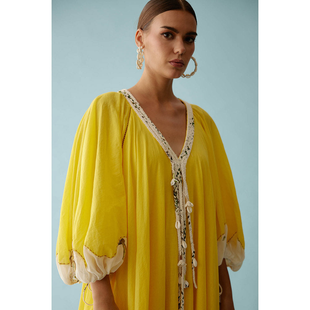 Nikasha Yellow Hand Braided Tassels Maxi Dress