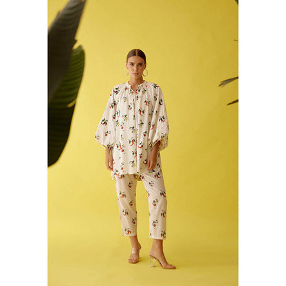 Nikasha Off-White Hand Painted Chilli Print Co-Ord (Set of 2)